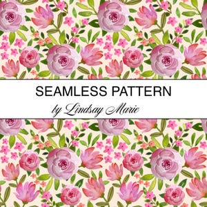Watercolor Roses Seamless Pattern: Floral Fabric Design (Digital Pattern)