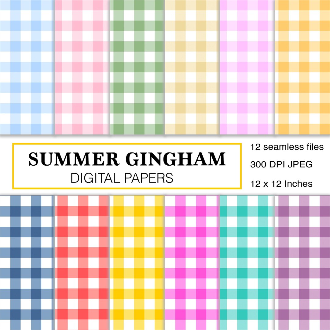 Gingham Pattern Seamless Digital Papers: 12 Colors (digital Download ...