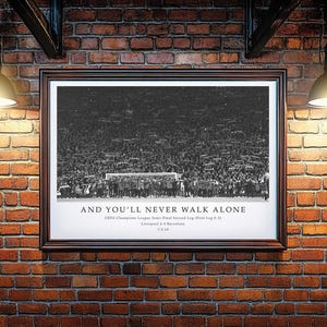 DIGITAL ONLY - Liverpool FC - Liverpool vs Barcelona / Black and White Print / Iconic Football Sports Moment Wall Art Poster