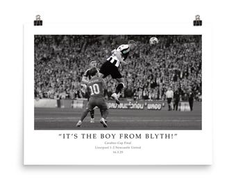 PRINT ONLY - Newcastle United FC - Dan Burn League Cup / Club Colour Splash Print / Iconic Football Sports Moment Wall Art Poster