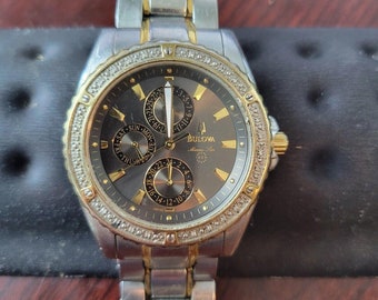 Vintage Bulova Marine Star 100M Men's Watch Two Tone Gold