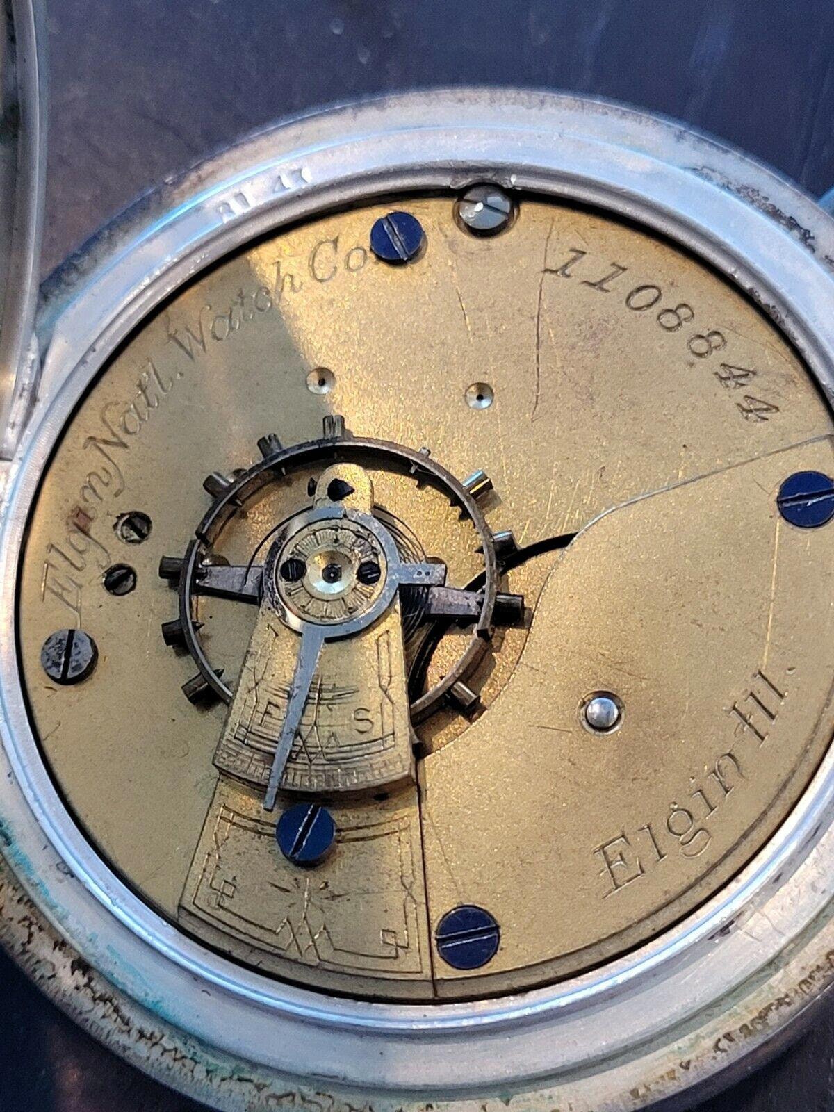 Massive Elgin Size Pocket Watch Dueber Coin Silver Case 90 NOT Scrap
