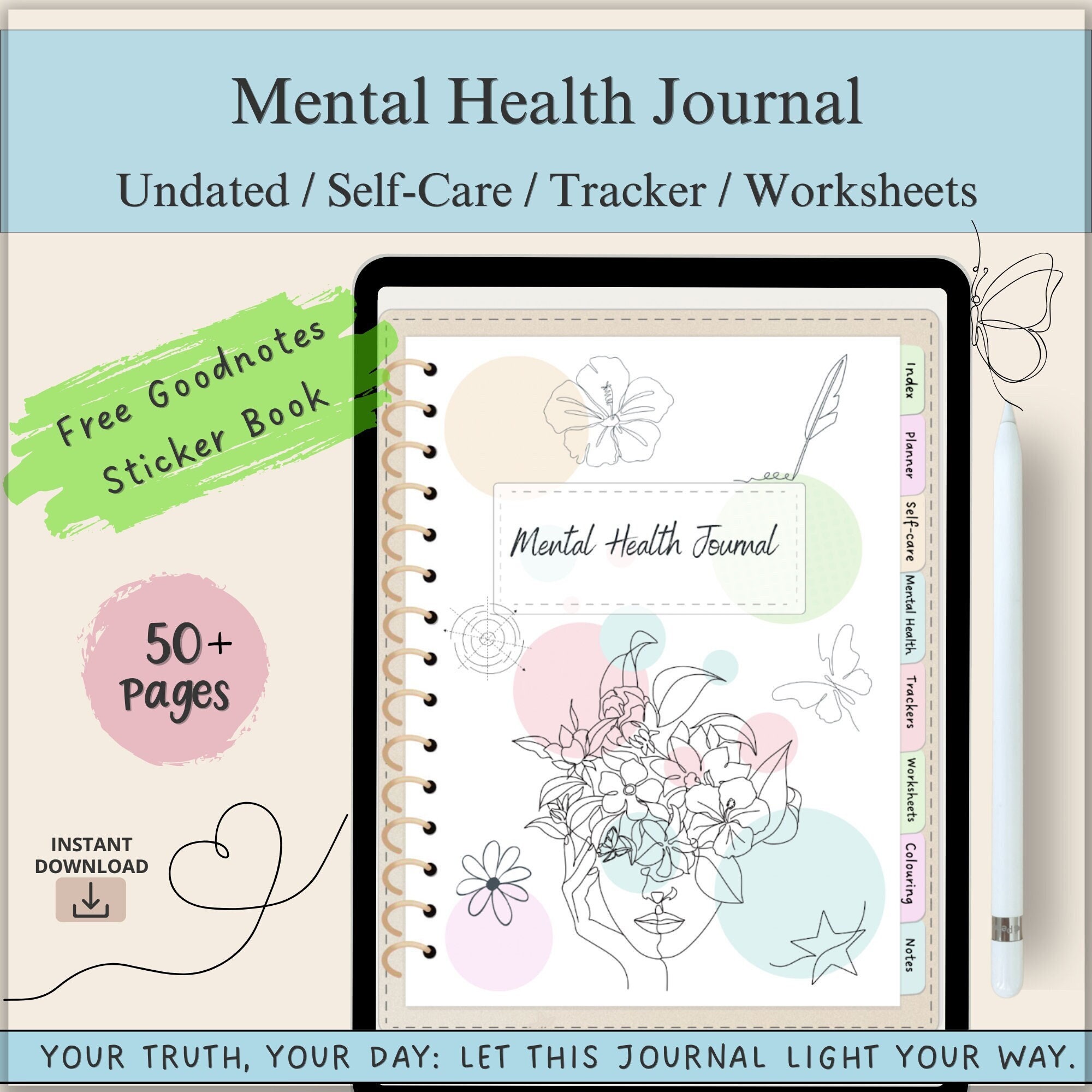 Mental Health Journal, Digital Planner for Goodnotes, Adhd, Anxiety ...