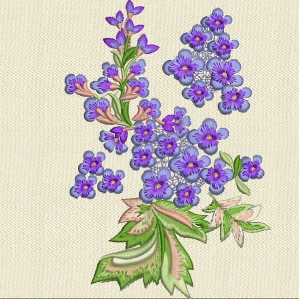 Lilac flower bloom machine embroidery design pattern