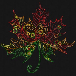 メープルリーフの刺繍デザイン