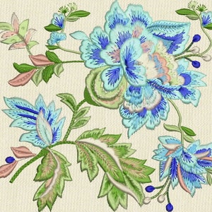 Fantasy Flowers Jacobean Machine Embroidery Design