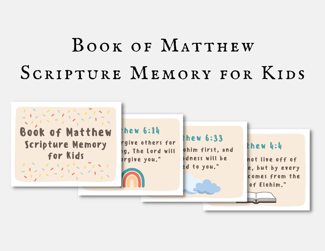 Scripture Memory Cards for Kids Book of Matthew (Instant Download) Etsy