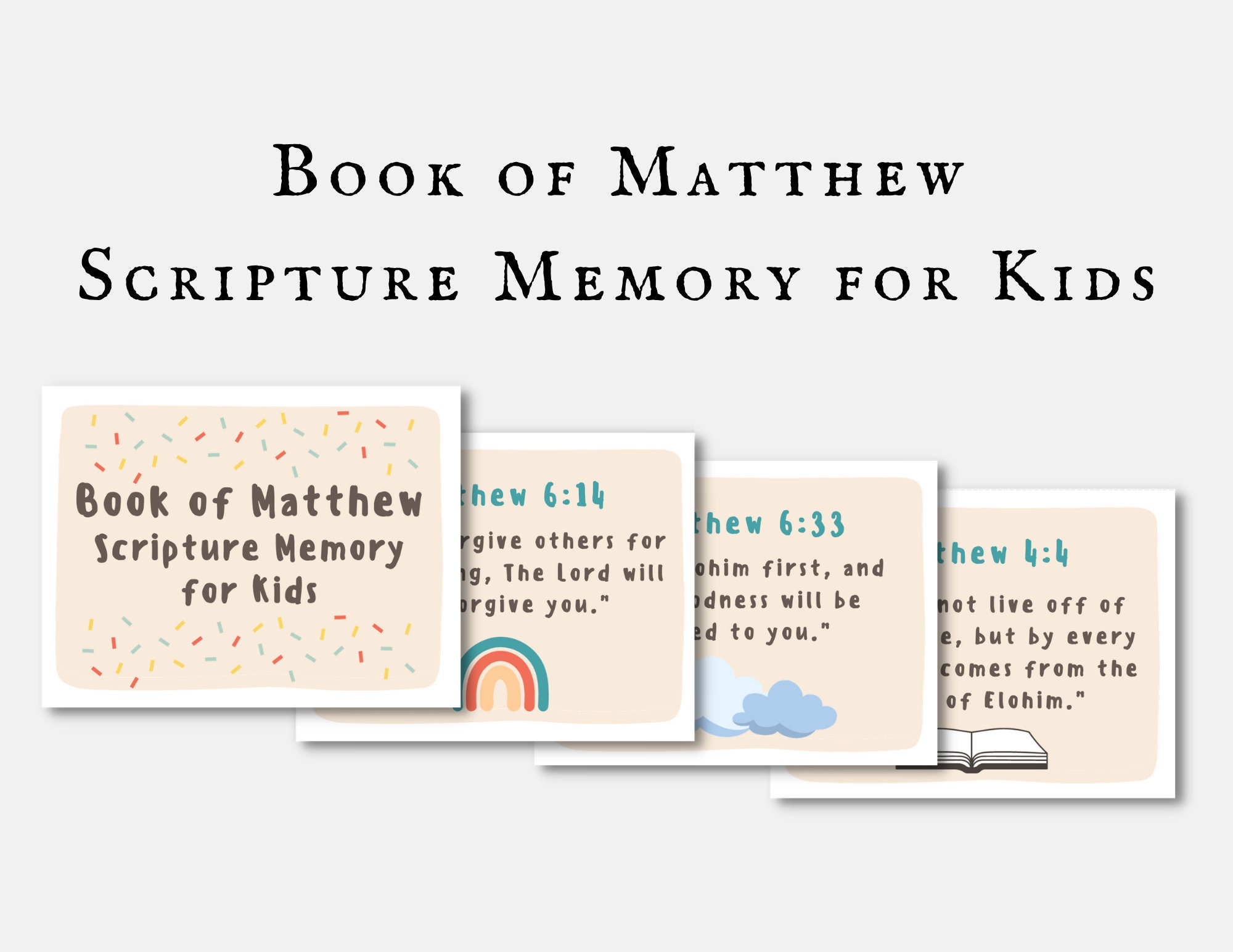 Scripture Memory Cards for Kids Book of Matthew (Instant Download) - Etsy