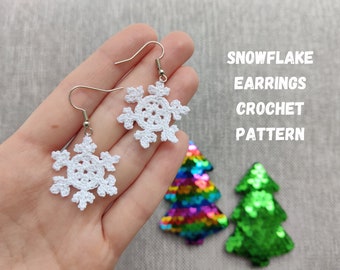 Snowflake Earrings Crochet Pattern + Chart included. Christmas Jewelry Earrings Crochet Pattern. Miniature Crochet. Instant Download