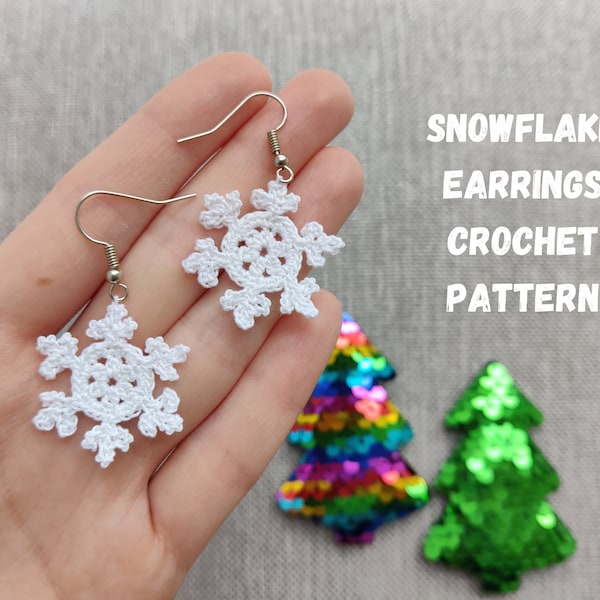 Snowflake Earrings Crochet Pattern + Chart included. Christmas Jewelry Earrings Crochet Pattern. Miniature Crochet. Instant Download