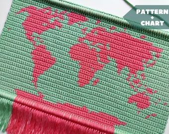 World Map Crochet Pattern: Wall Hanging Tapestry (PDF Download)