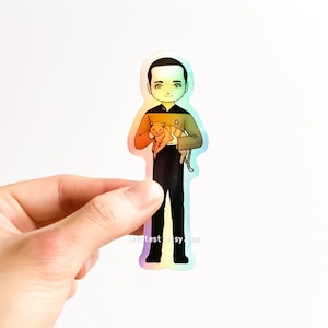 Holographic Data & Spot sticker, cute Star Trek cat, next generation, TNG vinyl decal, Star Trek bumper birthday gift