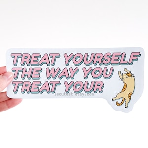 Funny cat bumper sticker, self care sticker, cat mom waterproof car decal, cute tabby cat sticker, cat sticker, gifts for her, gifts for mom
