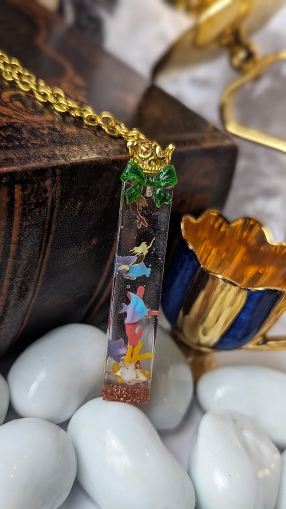 The little Mermaid inspired resin coral sea ocean princess necklace jewelry