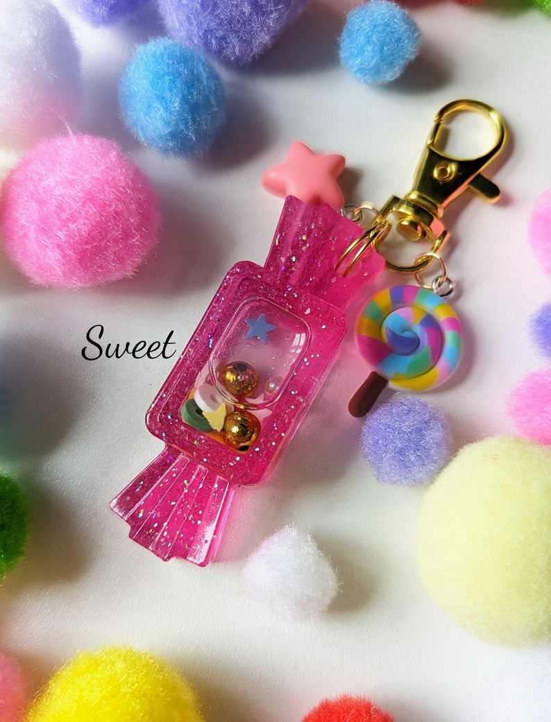 Handcrafted Kawaii Cute Trendy Candy Resin Shaker Keychain Bag Charm - Etsy