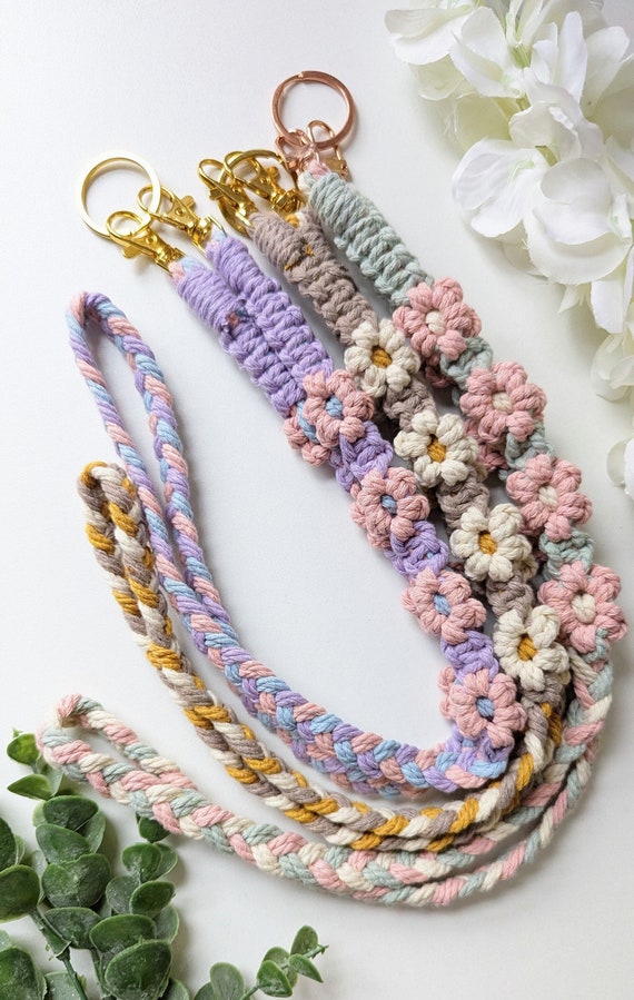 Handcrafted Macrame Flower Lanyard accessory useful office boho gift