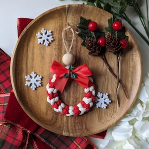 Handcrafted Festive Christmas Macramé Wreaths wall tree hanging accessory boho decor room decoration candy cane
