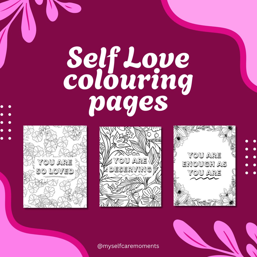 Self Love & Mental Health Colouring Pages (digital Download) | Adults ...