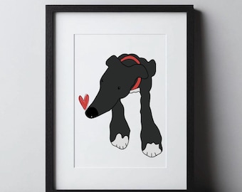 Greyhound Sighthound Long Snoot A4 Art Print