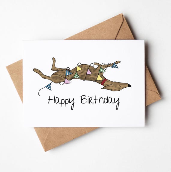Brindle Roaching Greyhound Birthday A6 Card