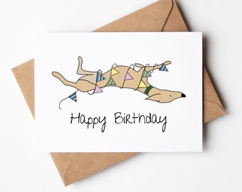 Fawn Roaching Greyhound Birthday Card