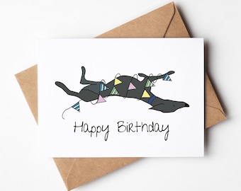 Dark Grey Roaching Greyhound Birthday Card