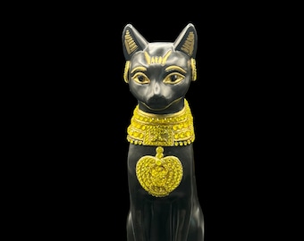 Estátua Divina Bastet | Design Veronês 2000 | 300 Cristais de Vidro | Arte Egípcia Personalizada e Assinada