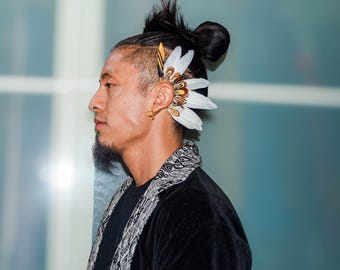 Real Feathers Indigenous Ear Cuff Mayan Xin Xkinaj