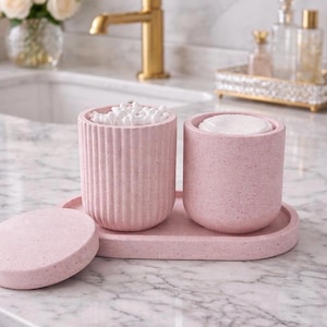 Tarros de almacenamiento color rubor para productos esenciales de cuidado de la piel, elegante organizador de tocador, recipientes minimalistas para la decoración del baño, lindo regalo para ella.