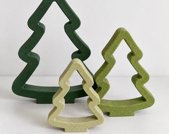 Set of 3 Handmade Concrete Christmas Trees, Unique Holiday Gift, Minimalist Seasonal Home Decor