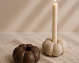Pumpkin Candle Holder set of 2 | Concrete Fall Table Decor