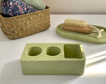 Elektrisk tandborstehållare Tandkrämshållare Betong Badrumsorganisatör Badrumstillbehör