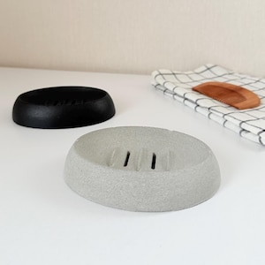 Betonnen zeepbakje, minimalistische zeepbakje voor moderne badkamerinrichting, zeephouder, douchezeepbakje, zeepbakje, ovaal zeepbakje