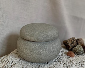 Tiny Jar With Lid Small Concrete Pot Little Storage Container Jewellery Box Trinkets Box Rustic Home Decor Accent