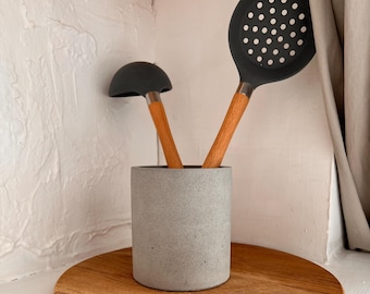 Küchenutensilien Halter Betonglas für Küchenutensil Dekorativer Crock Zement Topf für Küchentheke Rustikales Küchendesign