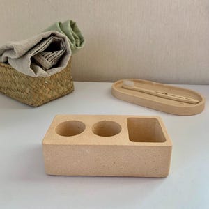Elektro Zahnbürste Halter Minimalist Zahnpasta Ständer Beton Badezimmer Organizer Stein Badezimmerzubehör