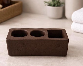Concrete Electric Toothbrush Holder, Modern Bathroom Counter Organizer, Minimalist Cement Vanity Tray, Modern Bathroom Decor