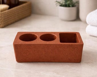 Electric Toothbrush Holder, Handmade Terracotta Toothpaste Stand, Concrete Bathroom Organizer, Stone Bathroom Accessories