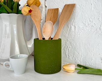Grün Utensilienhalter Beton Küche Vorratsglas Utensil Crock Küche Organizer Topf Provence Küche Akzent Geschirr Geschenk für Mama