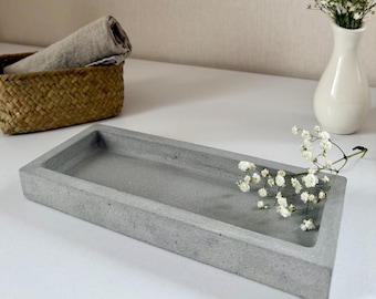 Rustic Concrete Tray | Rectangular Tray | Jewellery Tray | Trinket Tray | Bathroom Tray | Decorative Serving Tray | Housewarming Gift