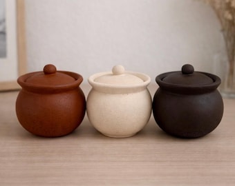 Minimalist Concrete Jar - Small Pot With Lid - Modern Storage Container - Multifunctional Holder - Coloured Crock - Coffee, Tea Canister
