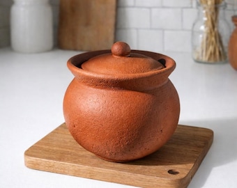 Contenitore in terracotta con coperchio, ciotola per il pizzico di sale, barattolo per il tè, scatola per spezie, barattolo per erbe aromatiche, vaso in cemento, zuccheriera artigianale, grazioso regalo