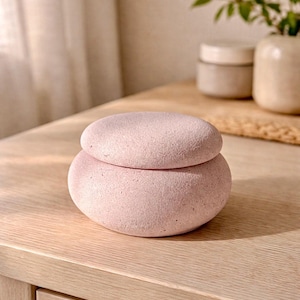 Groene zoutvaatje, zoutpotje, zoutvarkentje, betonnen zout- en peperpot met deksel, kruidenkom, zoutbewaarder, zoutvaatje, zoutdoos, pepercontainer pastel pink