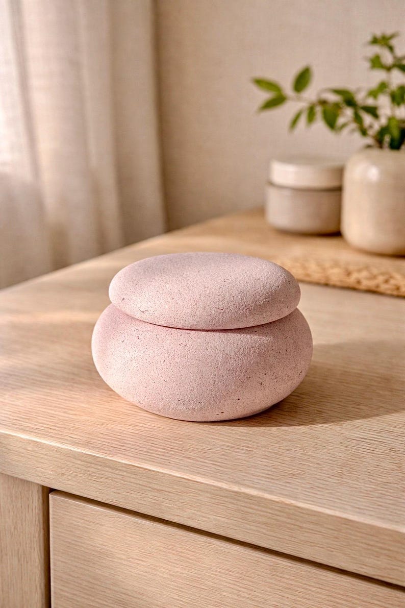 Groene zoutvaatje, zoutpotje, zoutvarkentje, betonnen zout- en peperpot met deksel, kruidenkom, zoutbewaarder, zoutvaatje, zoutdoos, pepercontainer pastel pink