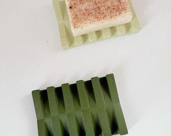 Eco-Friendly Soap Dish Green Soap Dish for Bathroom Soap Dish with Drain Concrete Soap Tray Сonvenient Soap Storage Bathroom Organizer