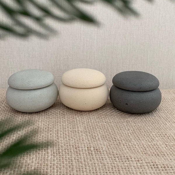 Minimalist Concrete Trinket Jar - Small Jewelry Box With Lid - Modern Storage Container - Multifunctional Storage Holder - Tea Light Holder