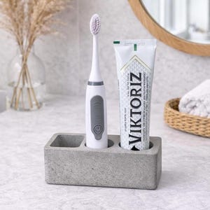 Electric Toothbrush Holder Modern Toothpaste Stand Concrete Bathroom Organizer Stone Bathroom Accessories