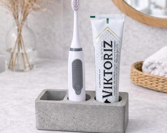Elektro Zahnbürste Halter Moderne Zahnpasta Ständer Beton Badezimmer Organizer Stein Badezimmer Zubehör