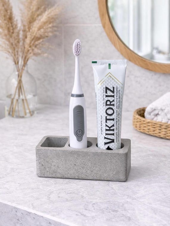 Porta Spazzolini Elettrico Da Bagno Con Divisori - Organizer Da Banco O Parete Per 4 Spazzolini E Accessori