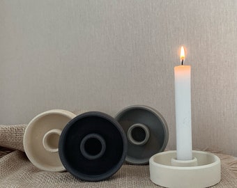 Concrete Candlestick Holder, Taper Candleholder,  Table Candlestick, Minimalistic Round Candle Holder, Scandinavian Candlestick
